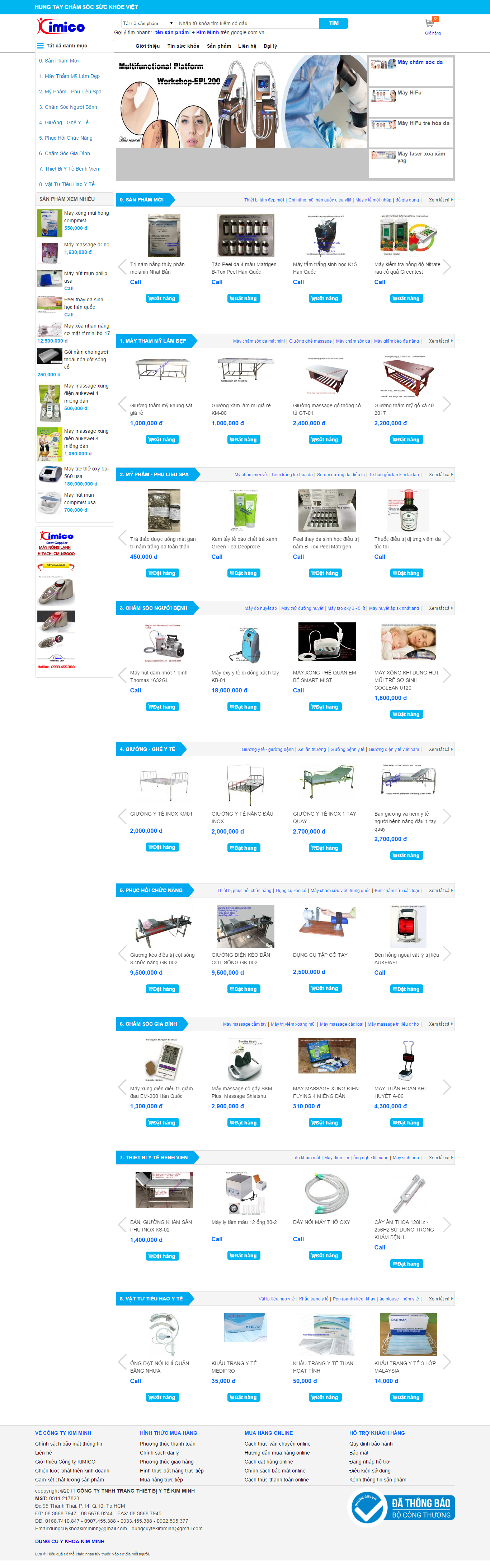 Thiết kế Web thiết bị y tế, dụng cụ y tế dungcuykhoakimminh.com